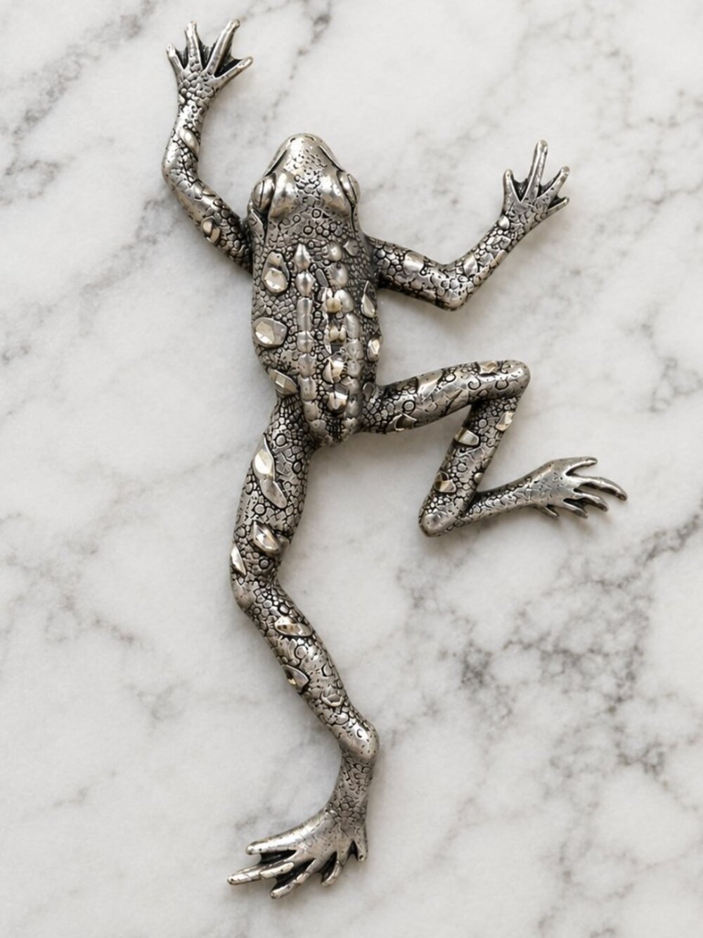Vintage JJ Jonette Jewelry Silver Tone Frog Brooch